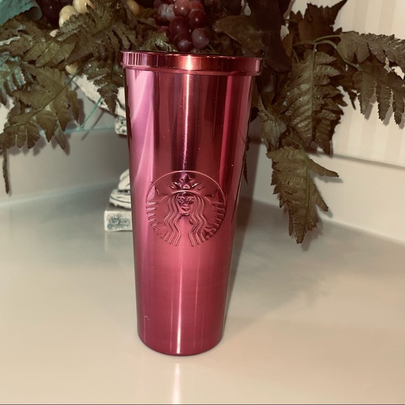 Starbucks Berry Pink 2016 Stainless Steel Cold Beverage Tumbler 24 oz. - Picture 9 of 16